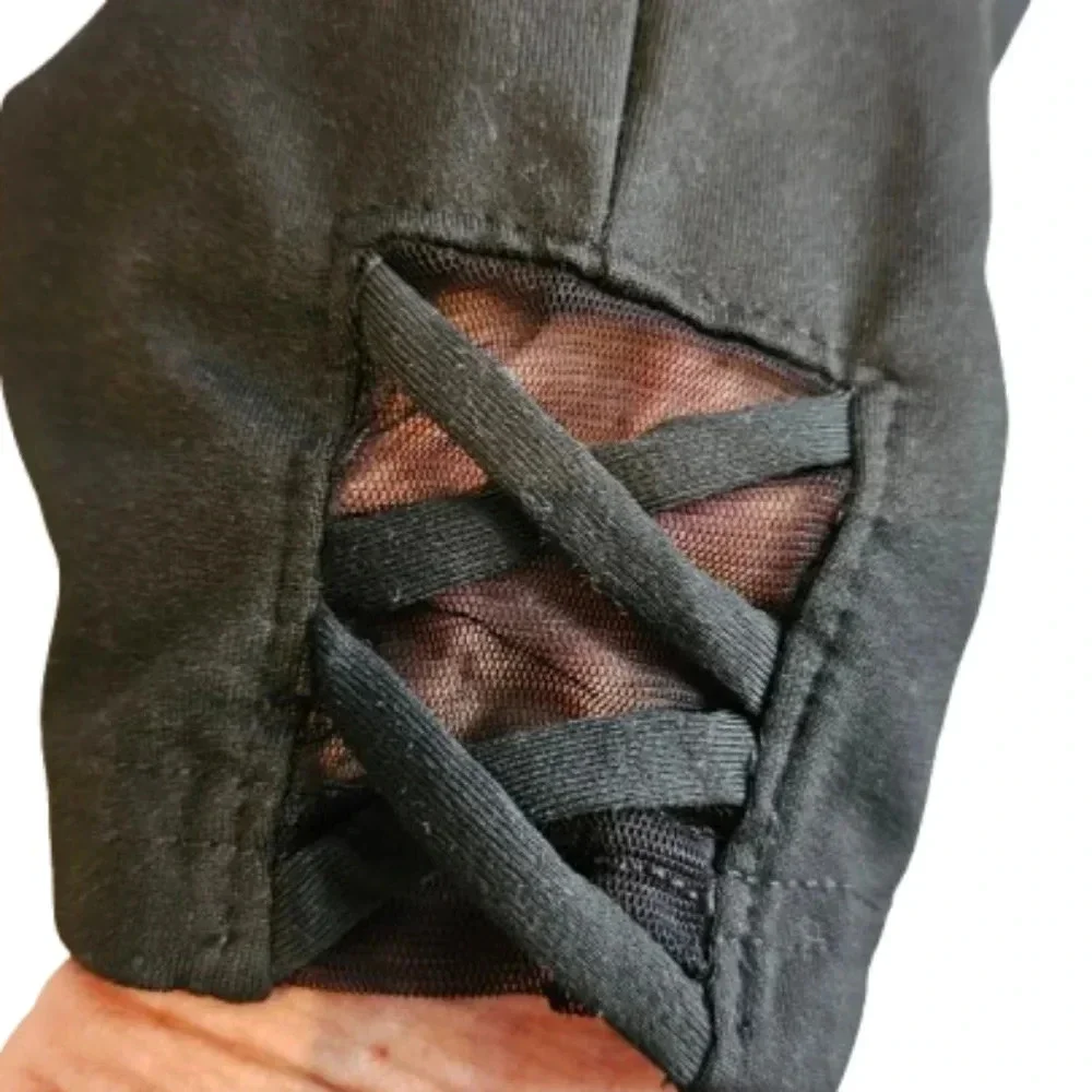 Justice Girls Black Compression Shorts with Lace vented sides